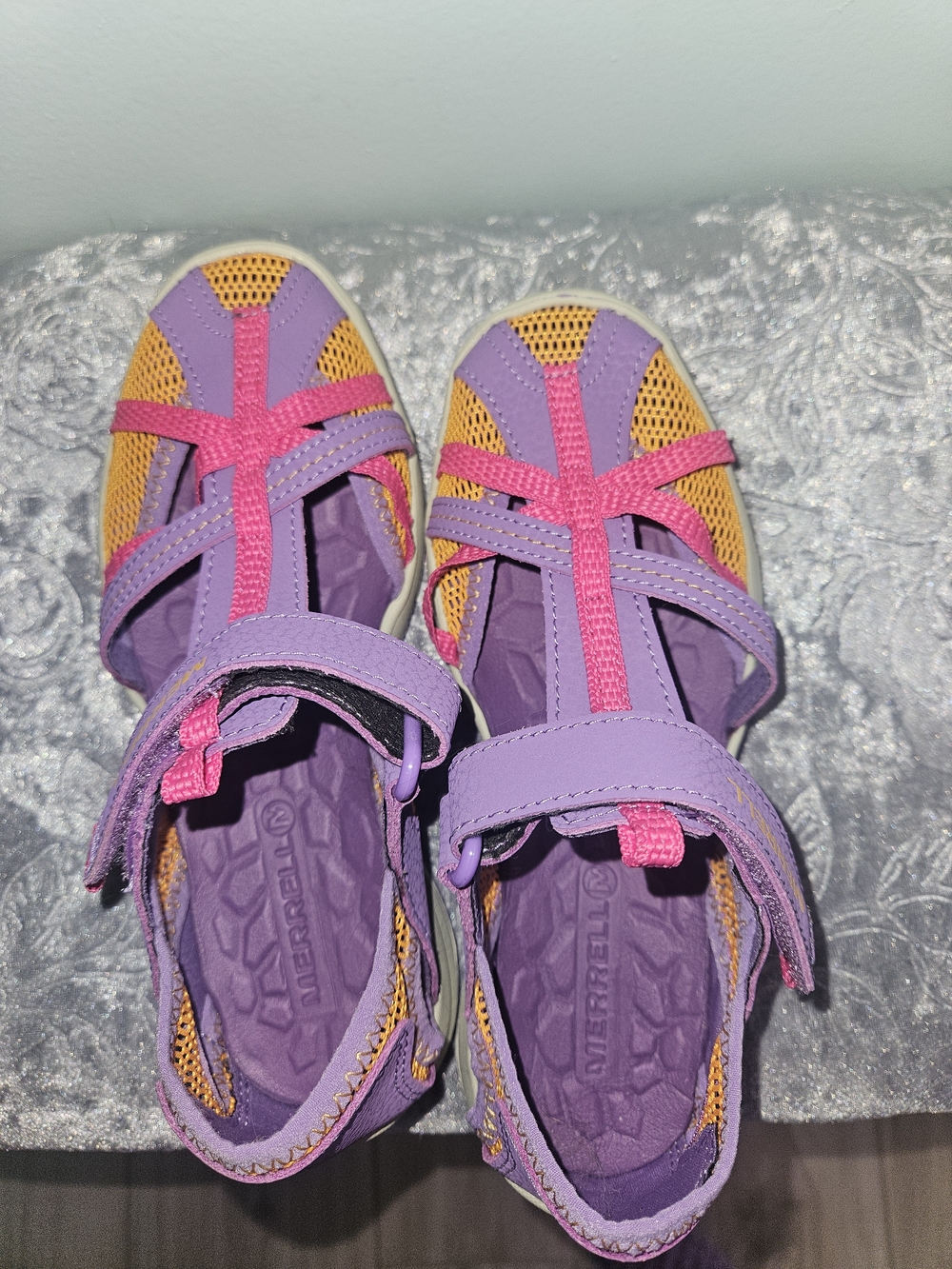 Kids Purple & Yellow Active Sandals with Pink Accents